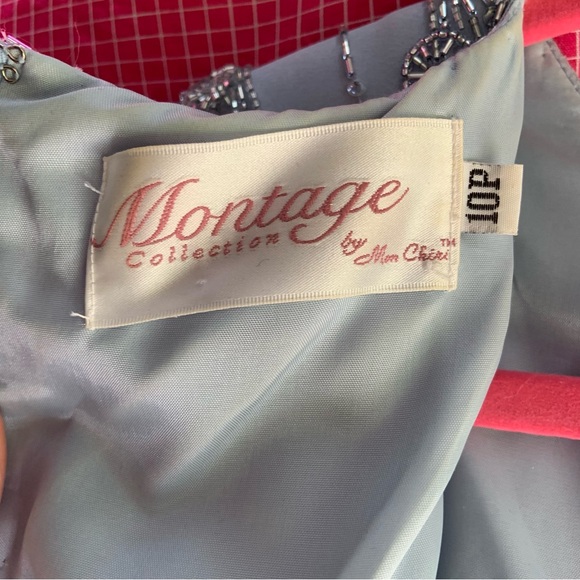 90s Montage by Mon Cheri Formal Evening Beaded Maxi Dress Size US10 in Icy Blue - Picture 2 of 12